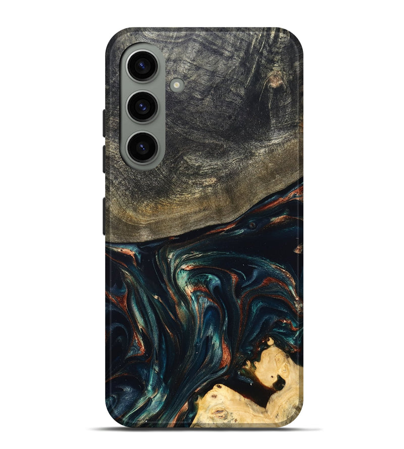 Galaxy S24 Plus Wood Live Edge Phone Case - Kylian (Teal & Gold, 832055)