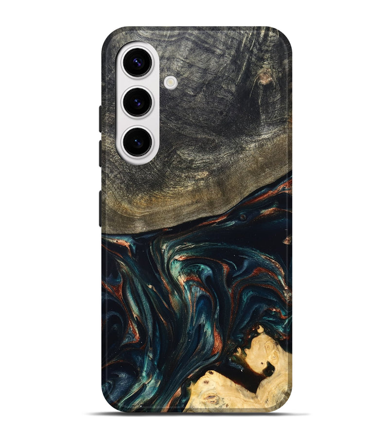 Galaxy S25 Plus Wood Live Edge Phone Case - Kylian (Teal & Gold, 832055)