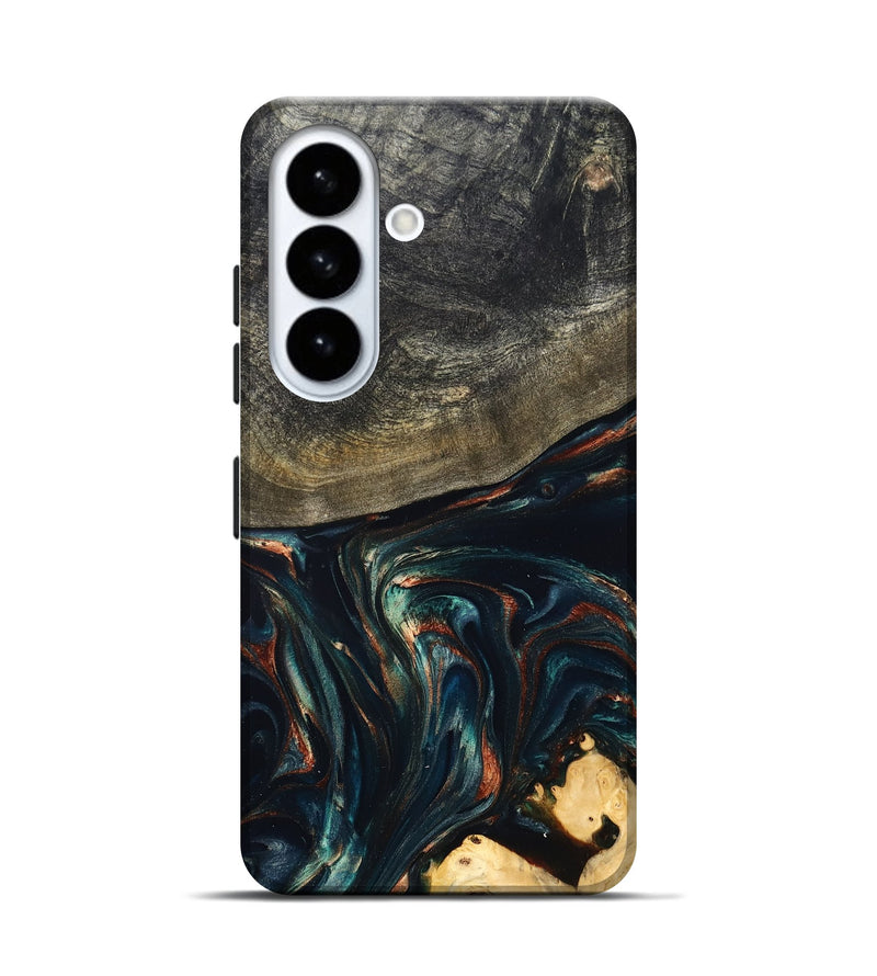 Galaxy S26 Wood Live Edge Phone Case - Kylian (Teal & Gold, 832055)