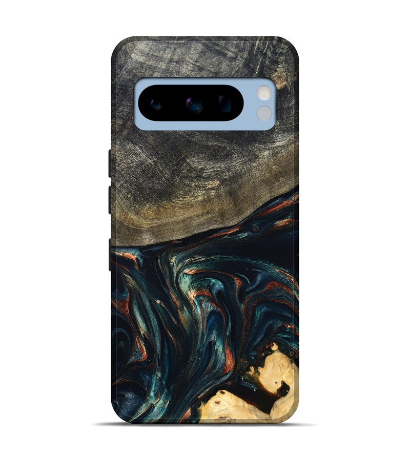 Pixel 8 Pro Wood Live Edge Phone Case - Kylian (Teal & Gold, 832055)