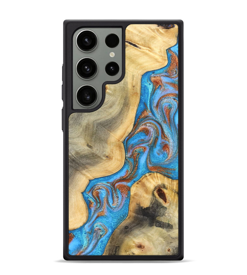 Galaxy S24 Ultra Wood Phone Case - Michell (Teal & Gold, 832095)