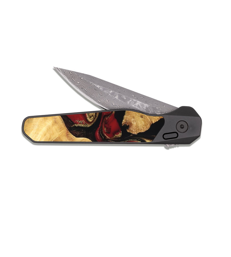 EDC Dark Damascus Wood Pocket Knife - Cecilia (Red, 832118)