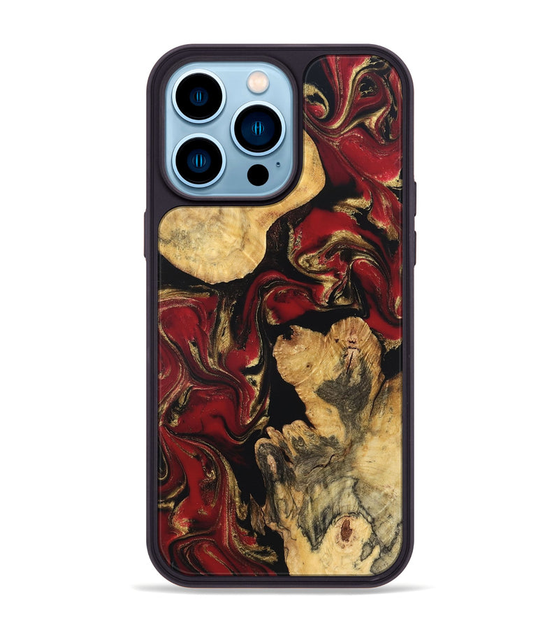 iPhone 14 Pro Max Wood Phone Case - Cecilia (Red, 832118)