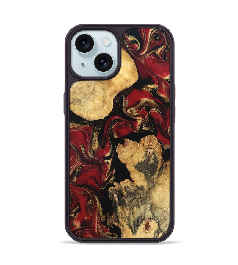 iPhone 15 Wood Phone Case - Cecilia (Red, 832118)