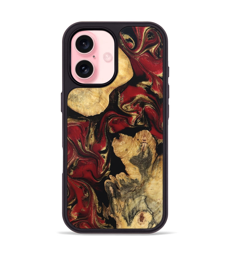 iPhone 16 Wood Phone Case - Cecilia (Red, 832118)