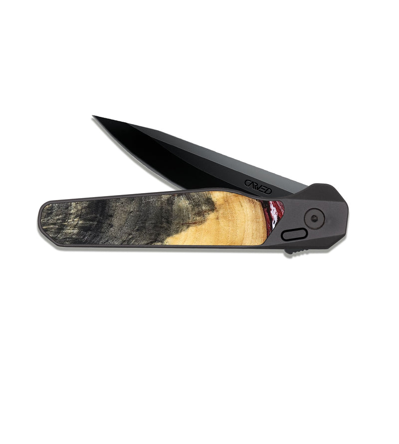 EDC Dark Slate Wood Pocket Knife - Janeen (Red, 832119)