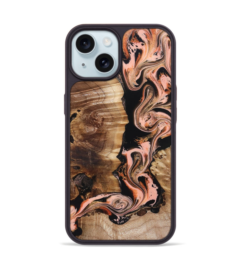 iPhone 15 Wood Phone Case - Devonta (Black & White, 832125)