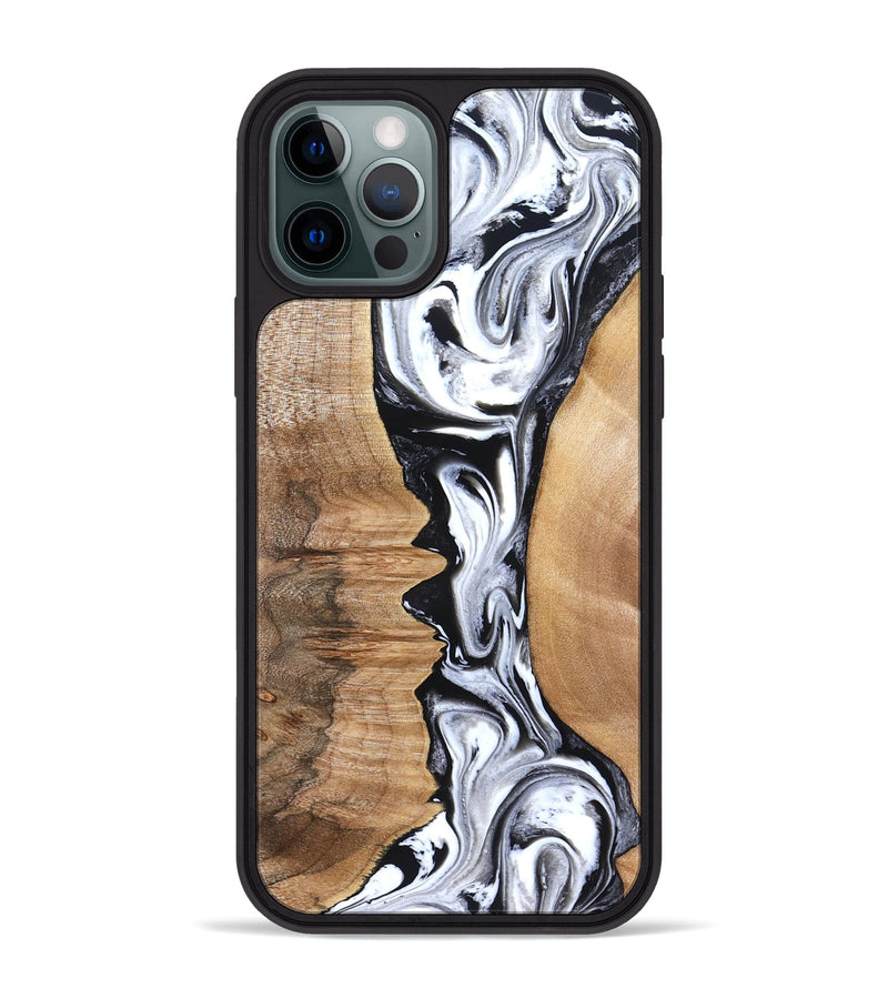 iPhone 12 Pro Max Wood Phone Case - Rubin (Black & White, 832126)