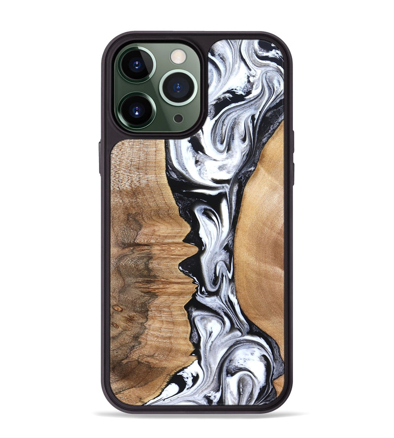 iPhone 13 Pro Max Wood Phone Case - Rubin (Black & White, 832126)