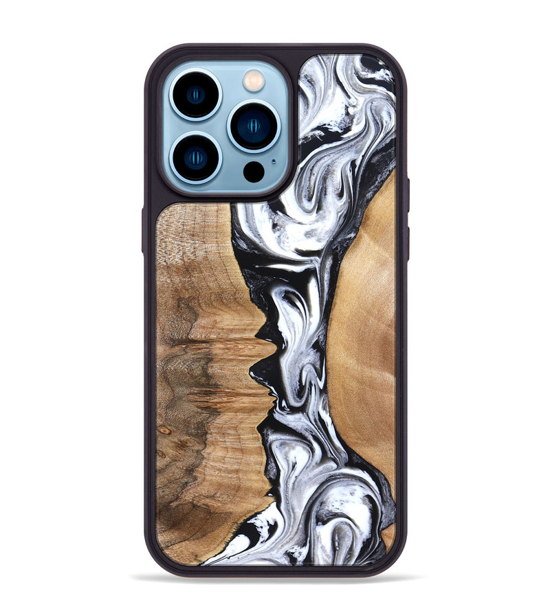 iPhone 14 Pro Max Wood Phone Case - Rubin (Black & White, 832126)