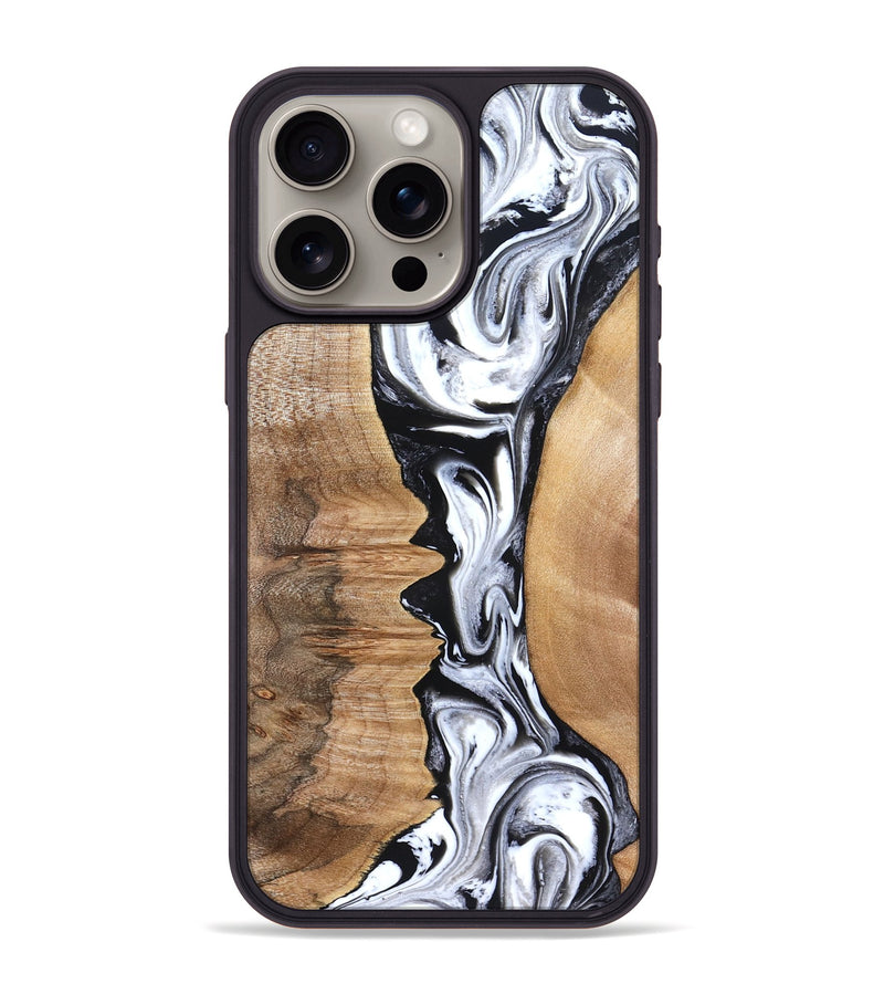 iPhone 15 Pro Max Wood Phone Case - Rubin (Black & White, 832126)