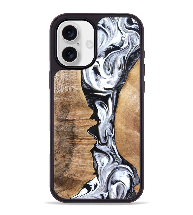 iPhone 16 Plus Wood Phone Case - Rubin (Black & White, 832126)