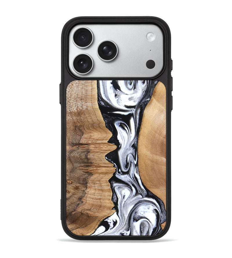 iPhone 18 Pro Max Wood Phone Case - Rubin (Black & White, 832126)
