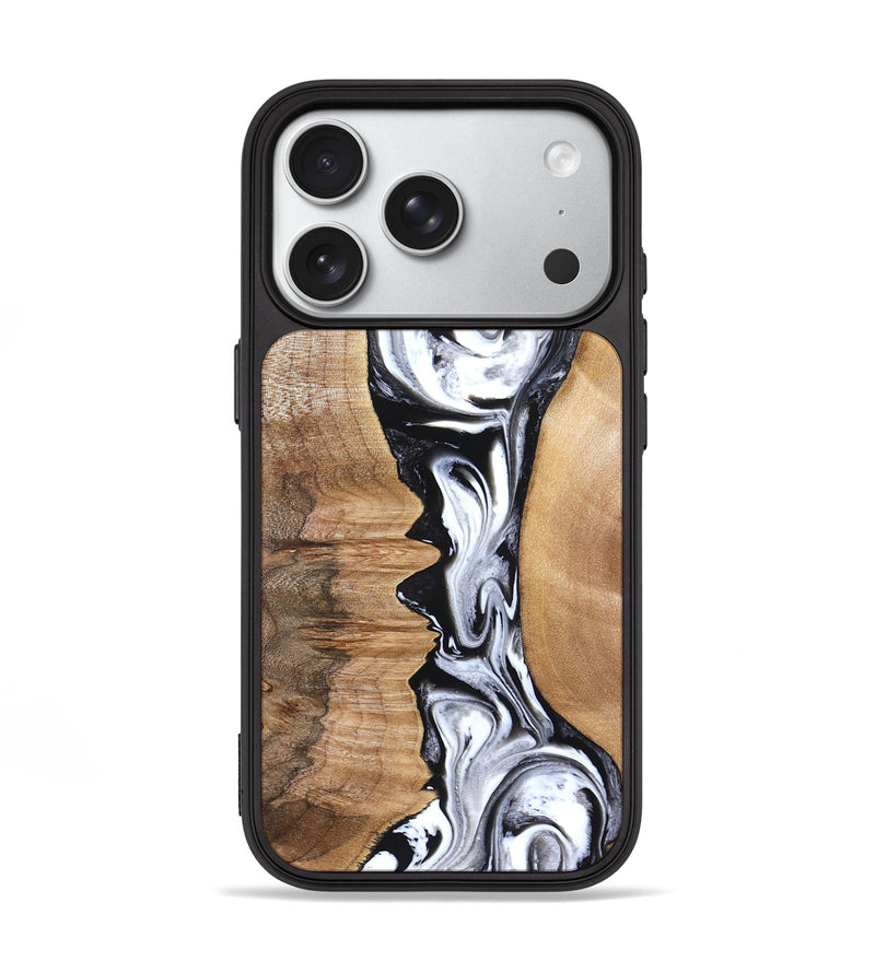 iPhone 18 Pro Wood Phone Case - Rubin (Black & White, 832126)