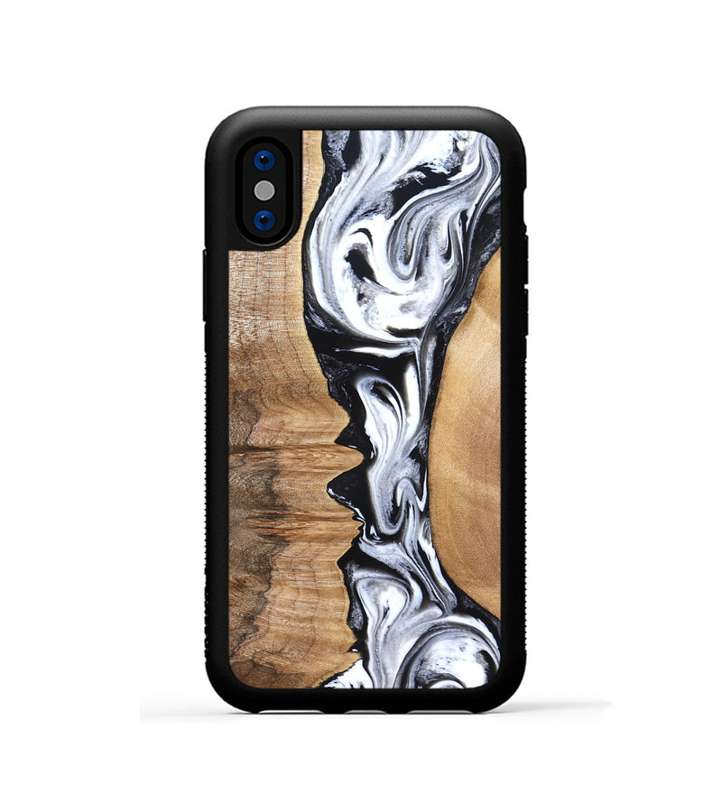 iPhone Xs Wood Phone Case - Rubin (Black & White, 832126)