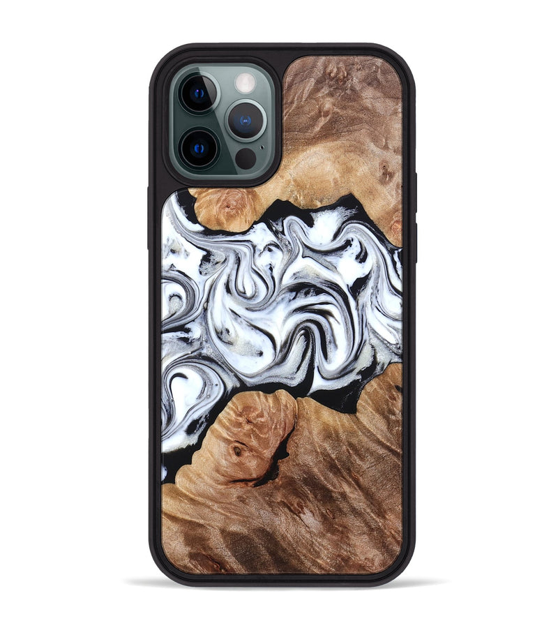 iPhone 12 Pro Max Wood Phone Case - Dian (Black & White, 832128)