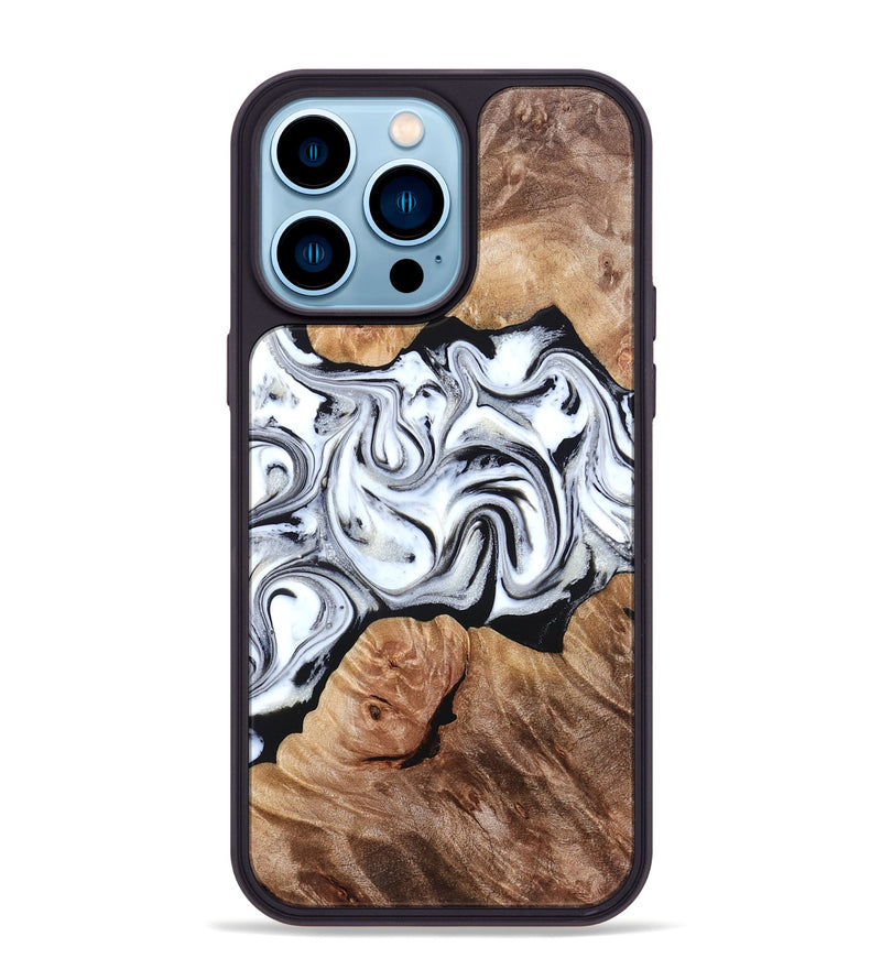 iPhone 14 Pro Max Wood Phone Case - Dian (Black & White, 832128)
