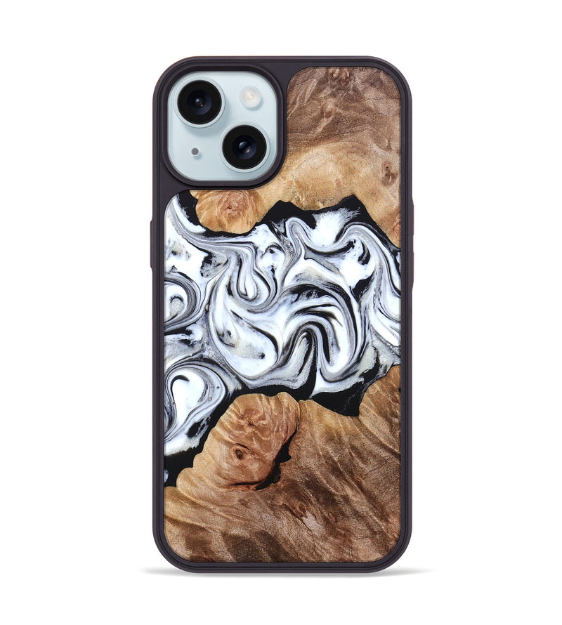 iPhone 15 Wood Phone Case - Dian (Black & White, 832128)