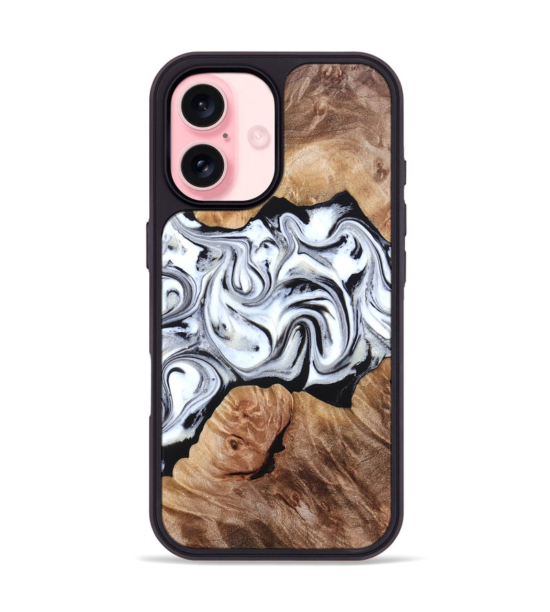 iPhone 16 Wood Phone Case - Dian (Black & White, 832128)