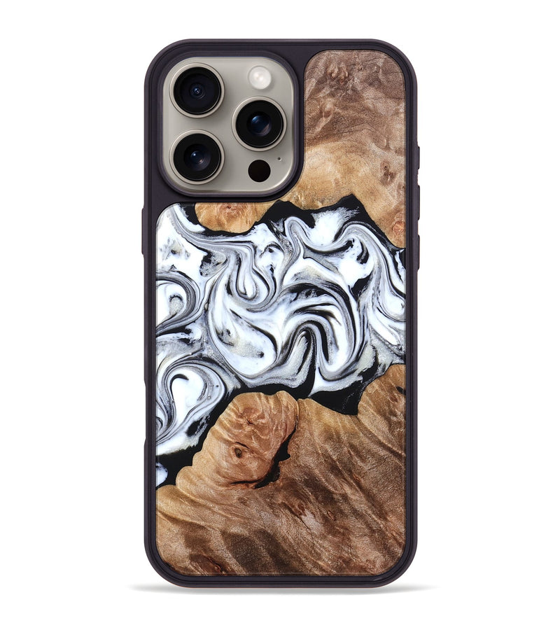 iPhone 16 Pro Max Wood Phone Case - Dian (Black & White, 832128)