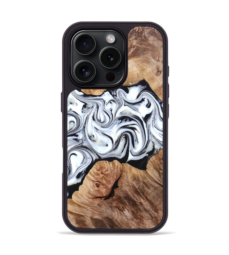 iPhone 16 Pro Wood Phone Case - Dian (Black & White, 832128)