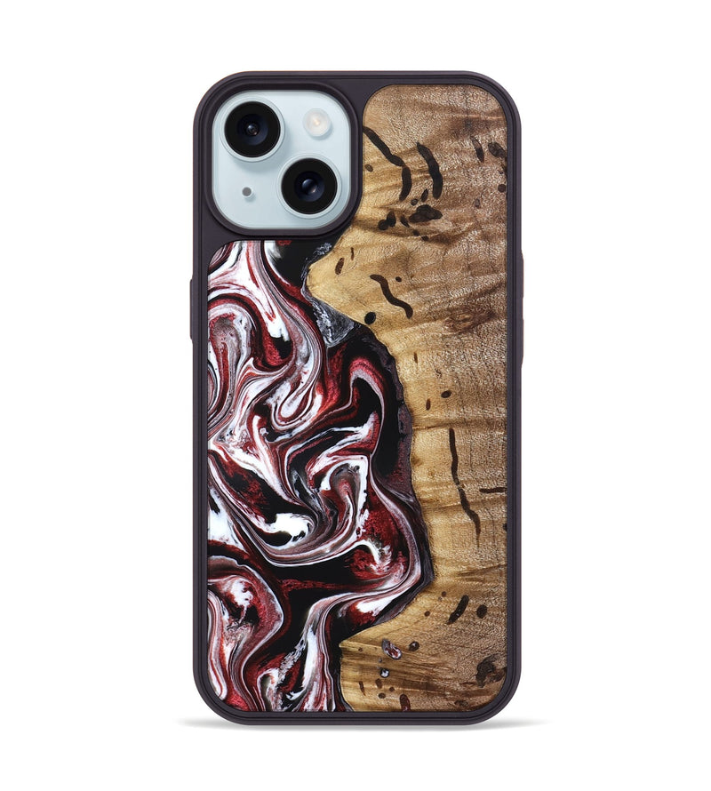 iPhone 15 Wood Phone Case - Milena (Red, 832129)