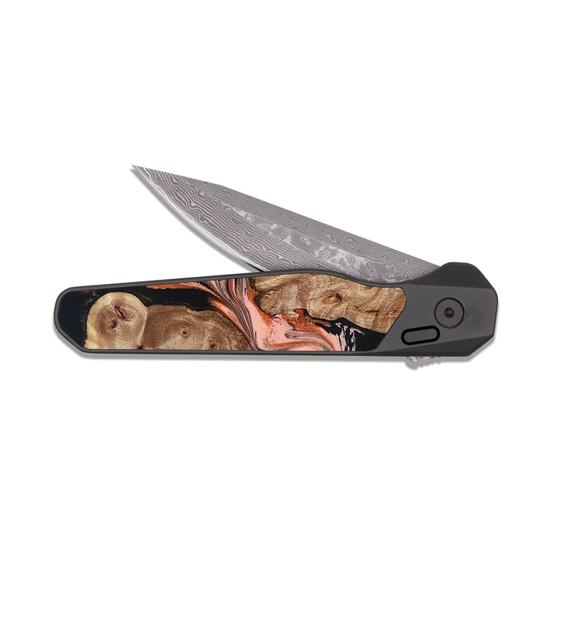 EDC Dark Damascus Wood Pocket Knife - Skye (Red, 832130)