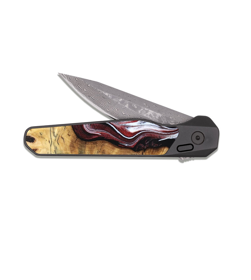 EDC Dark Damascus Wood Pocket Knife - Miller (Red, 832132)
