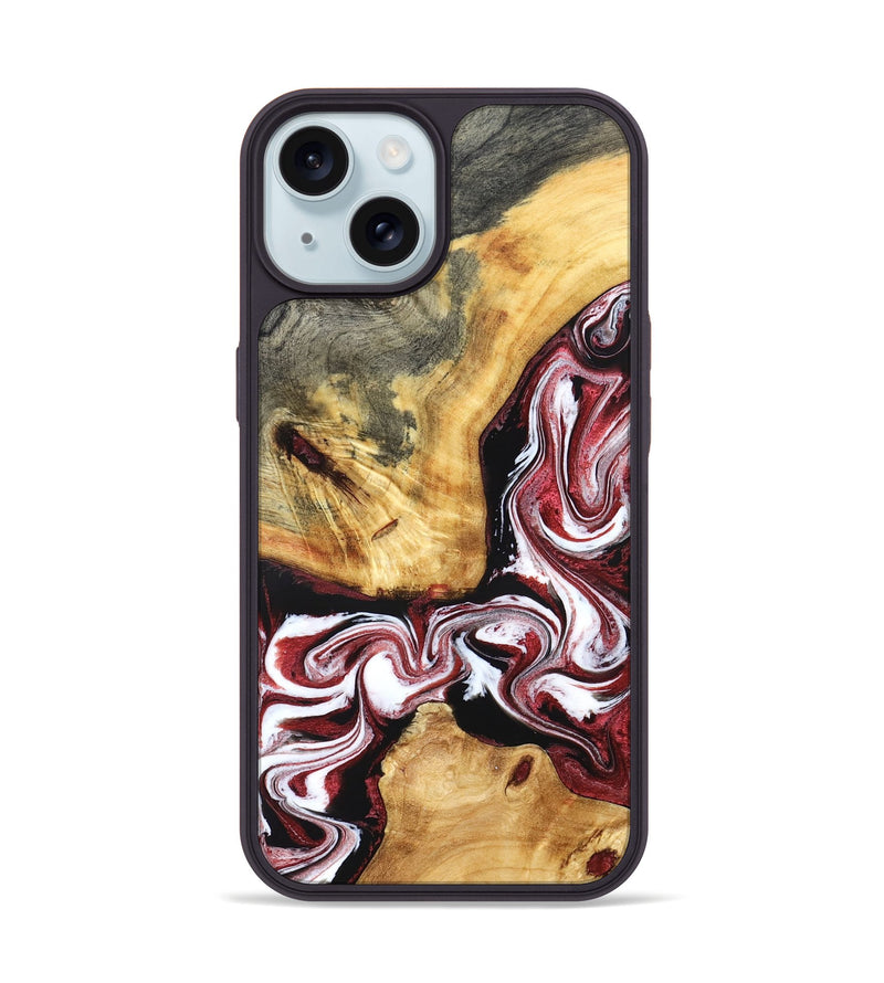 iPhone 15 Wood Phone Case - Alethea (Red, 832133)