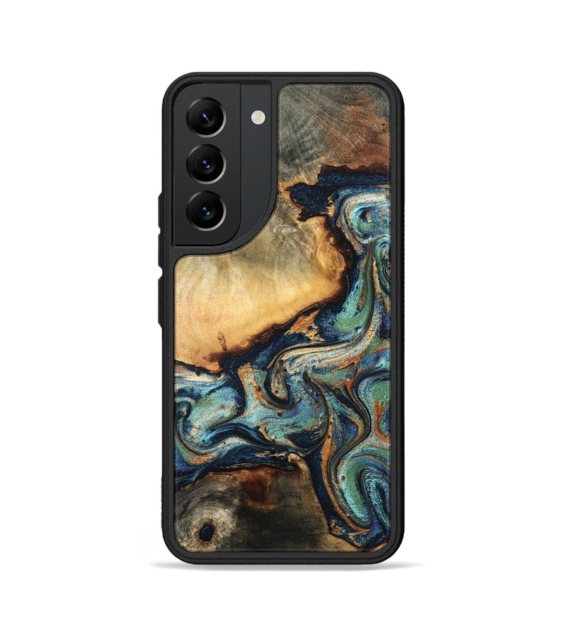 Galaxy S22 Wood Phone Case - June (Teal & Gold, 832148)