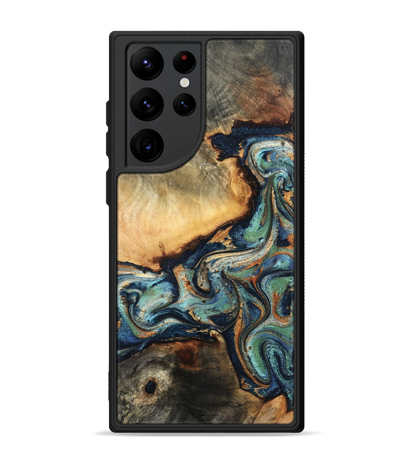 Galaxy S22 Ultra Wood Phone Case - June (Teal & Gold, 832148)