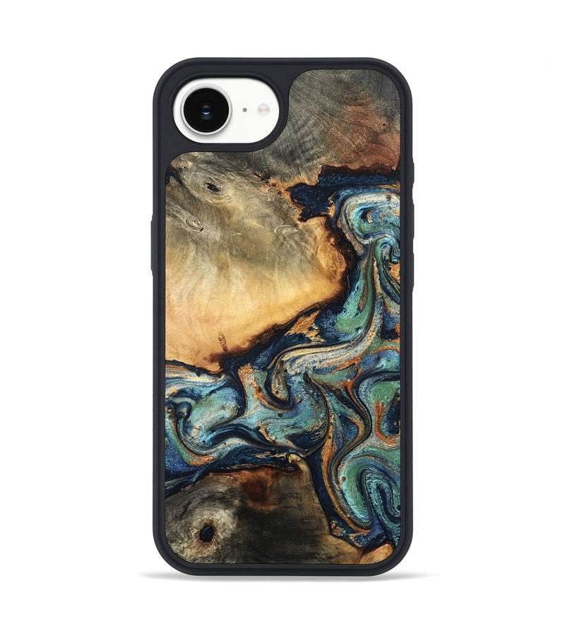 iPhone 16e Wood Phone Case - June (Teal & Gold, 832148)