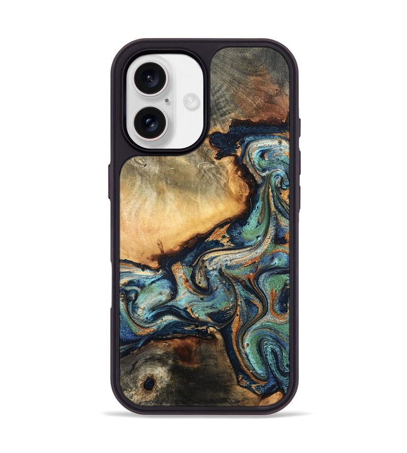 iPhone 17 Wood Phone Case - June (Teal & Gold, 832148)