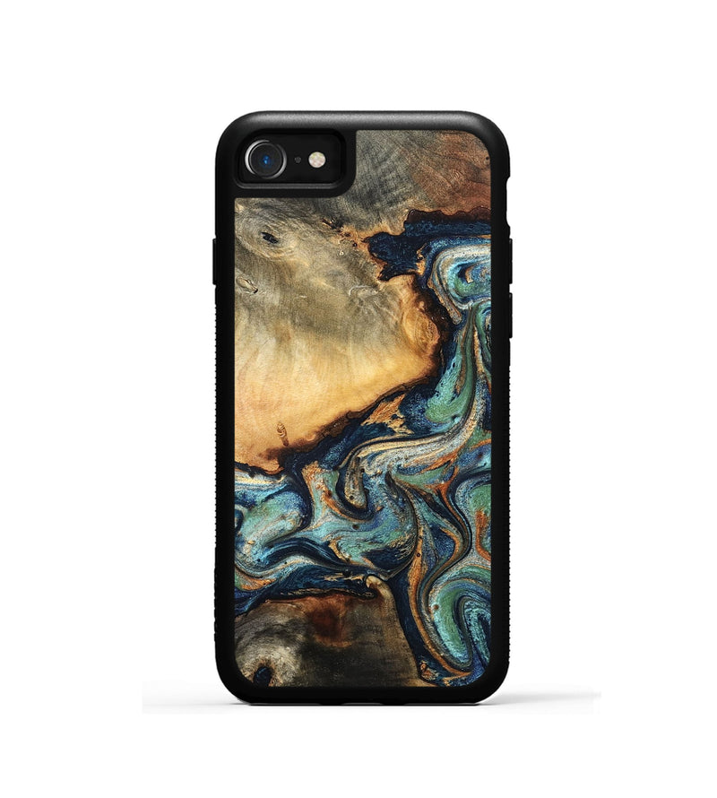 iPhone SE Wood Phone Case - June (Teal & Gold, 832148)
