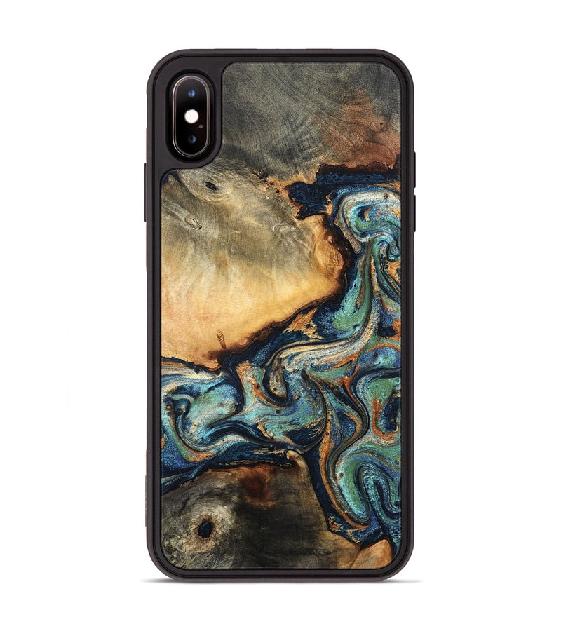iPhone Xs Max Wood Phone Case - June (Teal & Gold, 832148)