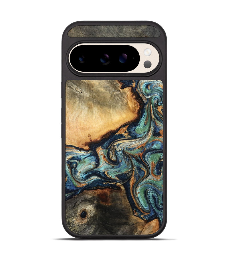 Pixel 10 Wood Phone Case - June (Teal & Gold, 832148)