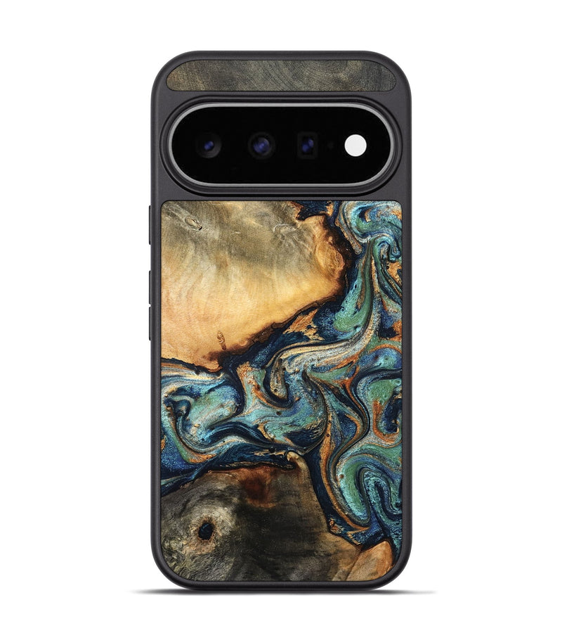 Pixel 11 Pro Wood Phone Case - June (Teal & Gold, 832148)