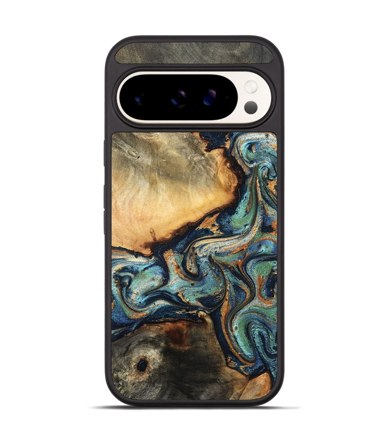 Pixel 9 Wood Phone Case - June (Teal & Gold, 832148)