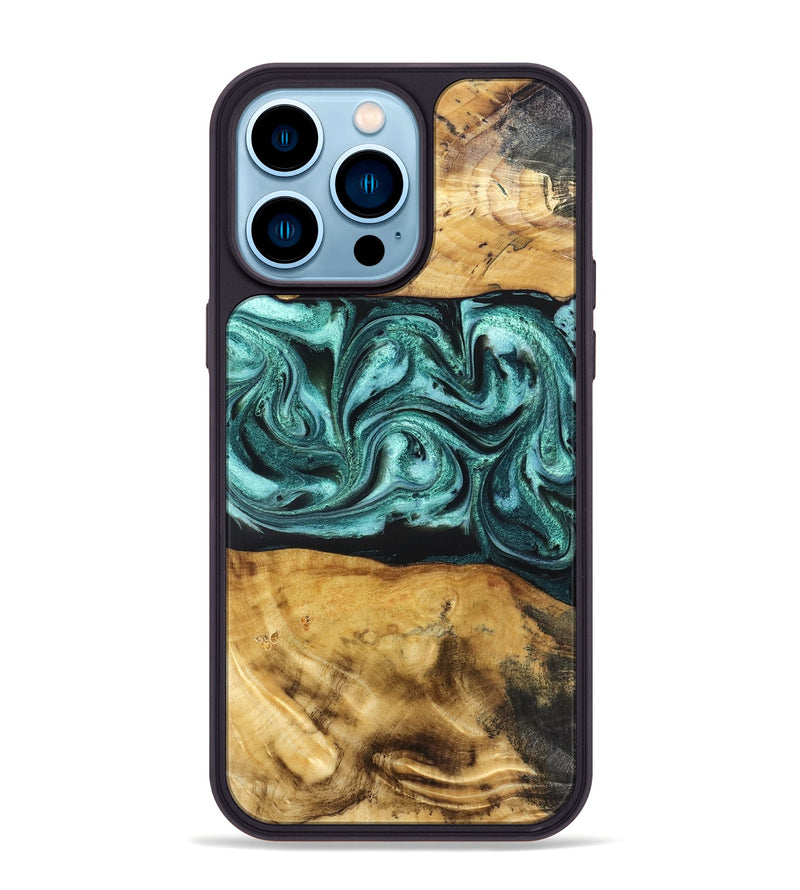 iPhone 14 Pro Max Wood Phone Case - Osman (Green, 832151)