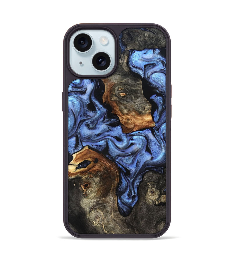 iPhone 15 Wood Phone Case - Zhuri (Blue, 832152)