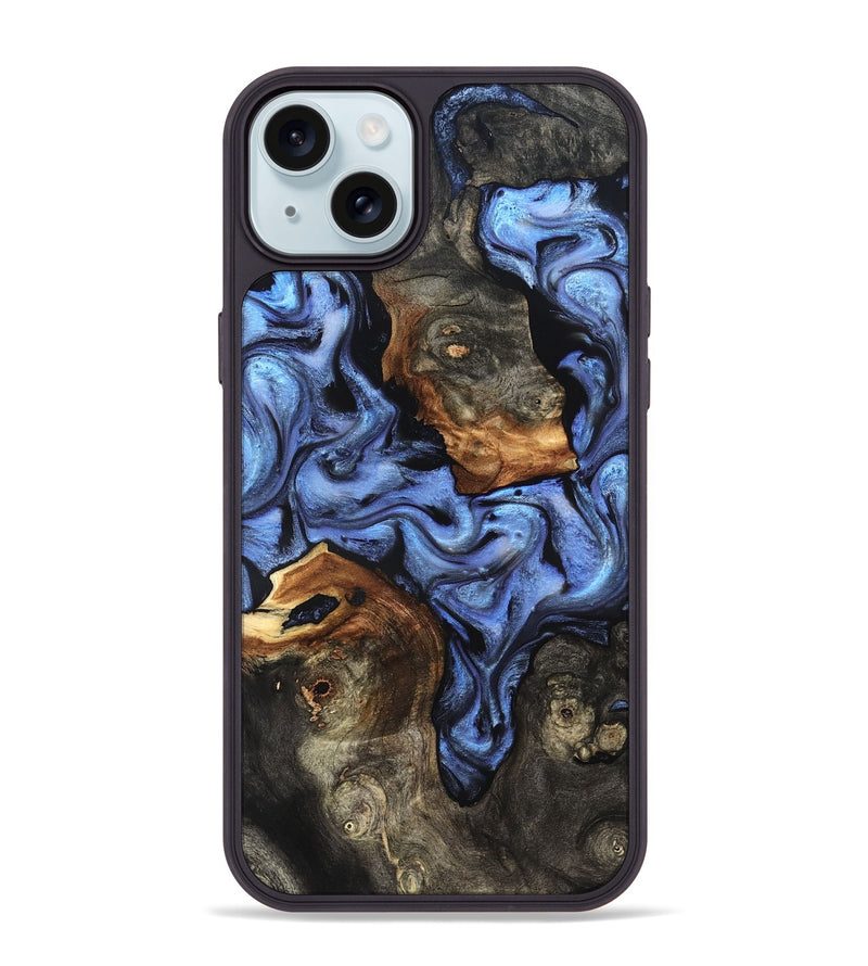 iPhone 15 Plus Wood Phone Case - Zhuri (Blue, 832152)