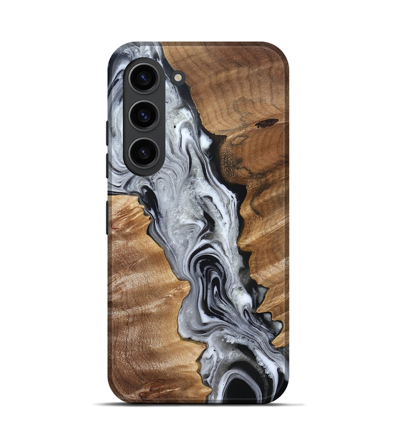 Galaxy S23 Wood Live Edge Phone Case - Brixton (Black & White, 832170)