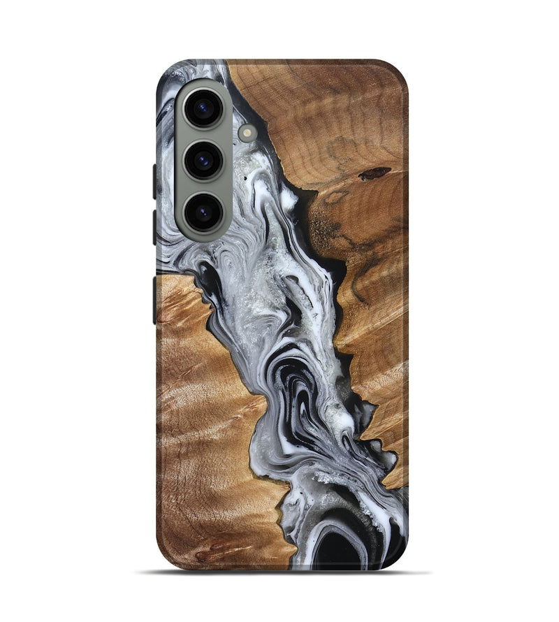 Galaxy S24 Wood Live Edge Phone Case - Brixton (Black & White, 832170)