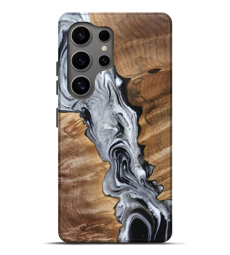Galaxy S25 Ultra Wood Live Edge Phone Case - Brixton (Black & White, 832170)