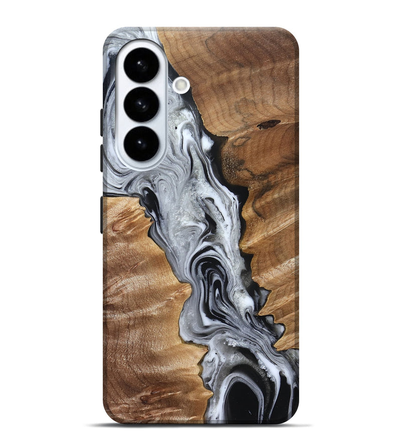 Galaxy S26 Plus Wood Live Edge Phone Case - Brixton (Black & White, 832170)