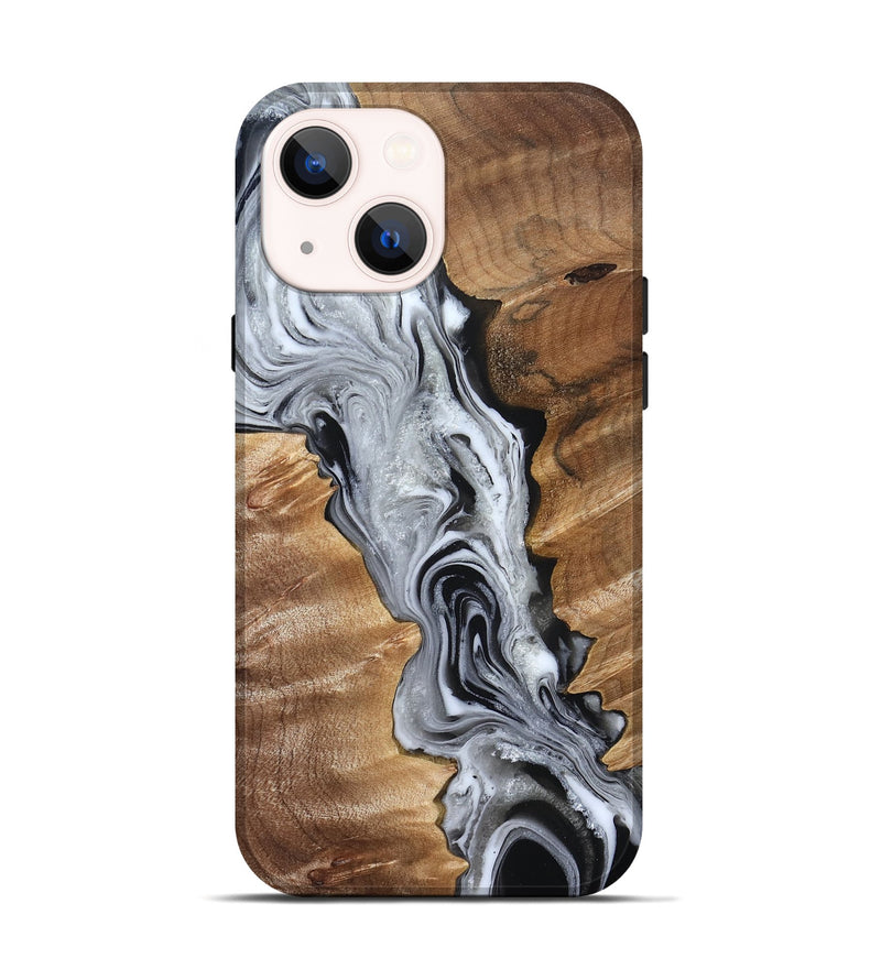 iPhone 14 Wood Live Edge Phone Case - Brixton (Black & White, 832170)