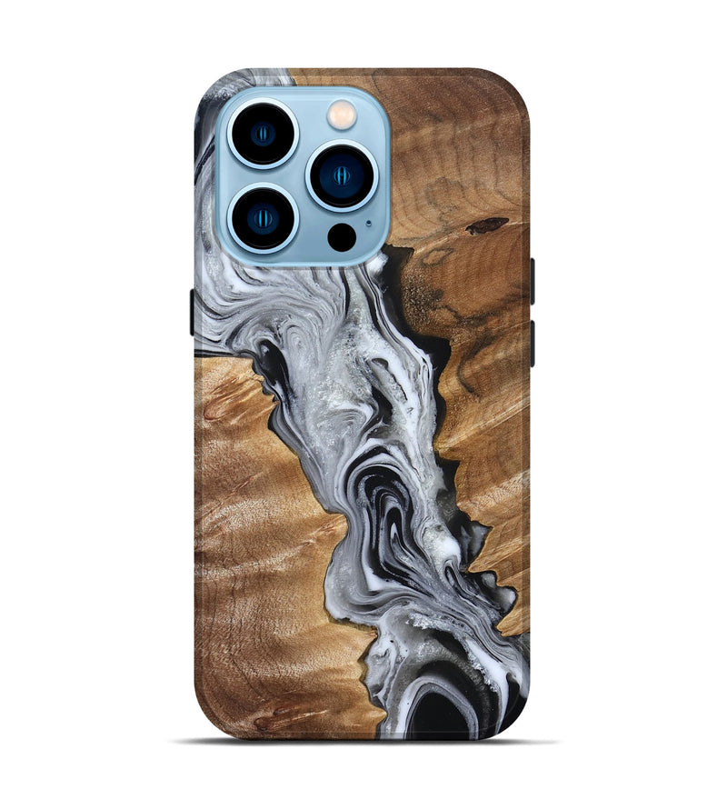 iPhone 14 Pro Wood Live Edge Phone Case - Brixton (Black & White, 832170)