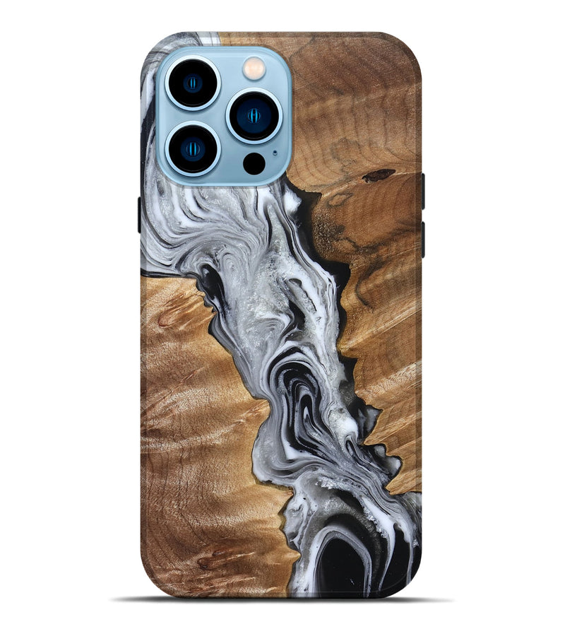 iPhone 14 Pro Max Wood Live Edge Phone Case - Brixton (Black & White, 832170)