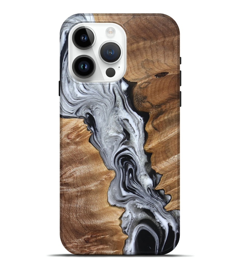 iPhone 15 Pro Max Wood Live Edge Phone Case - Brixton (Black & White, 832170)