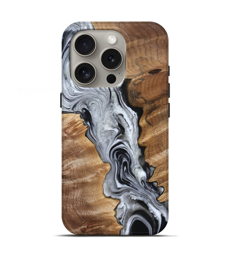 iPhone 16 Pro Wood Live Edge Phone Case - Brixton (Black & White, 832170)